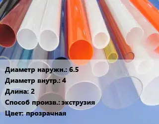 Труба из оргстекла 6.5х4 L=2 экструзия прозрачная